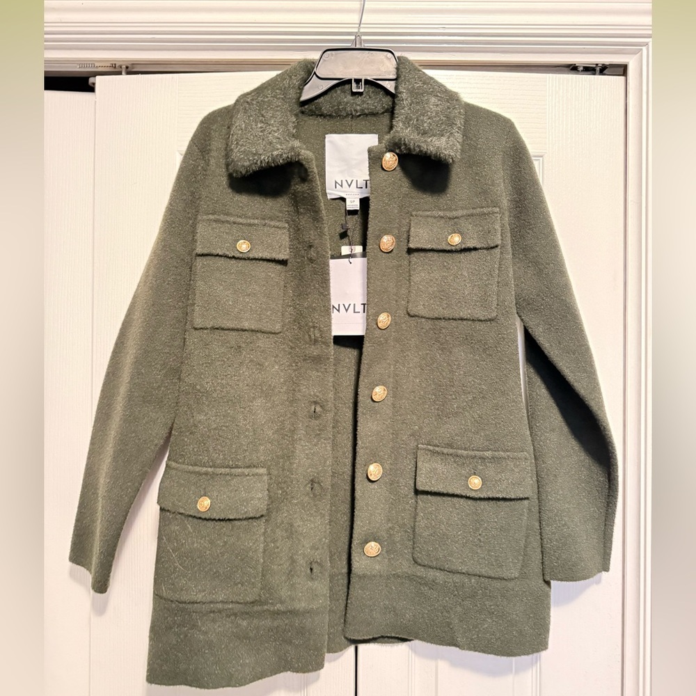 NVLT Forest Green Coat with Gold Accents